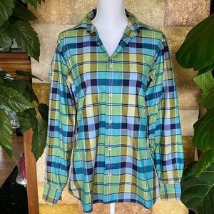 Robert Talbott Men’s Plaid Button Down Collared 100% Cotton Shirt, Size M